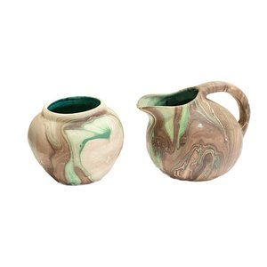 Vintage Pottery Garden of the Gods/Seven Falls Colorado Pottery Cream and Sugar